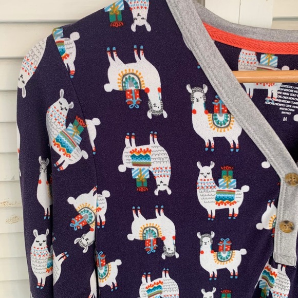 Cuddl Duds Henley Pajama 2 Piece Set Llama Gifts Womens M Joggers Pockets Purple - Picture 6 of 13